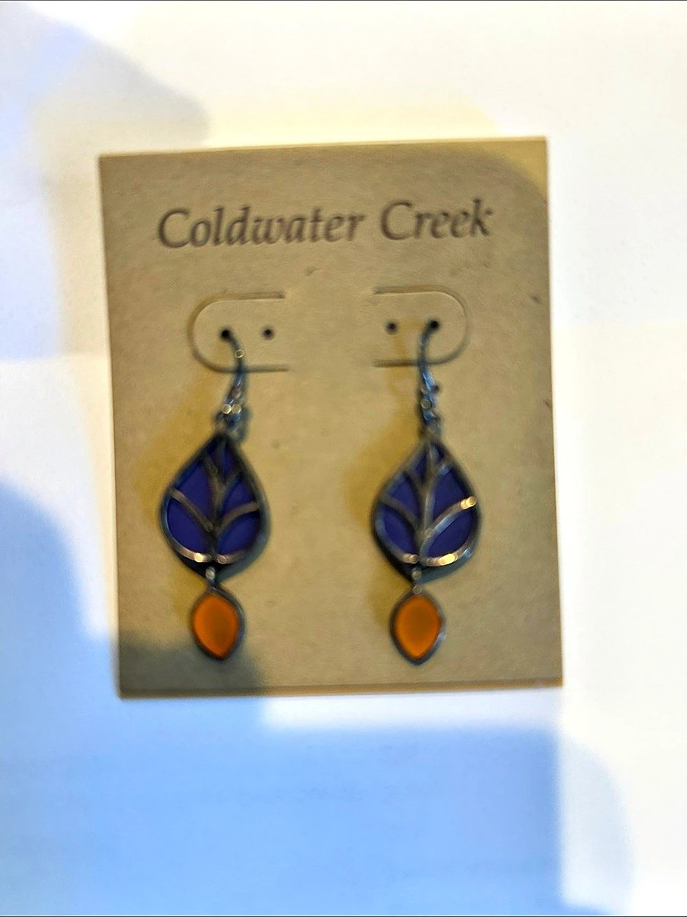 Coldwater Creek petal dangle inlay er Earrings Blue & Orange